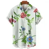 Men's Casual Shirts Hawaiian Resort Style Summer Shirt 3d Printed Flowers And Grass Short-sleeved Tops Street Y2k Fashion Clothing