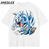 Herren T-Shirts Sommer Mode T-Shirt Männer Hip Hop Streetwear Blauer Dinosaurier Bedrucktes T-Shirt Harajuku Baumwolle Casual T-Shirt Kurzarm Tops T-Shirts 230803
