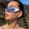 Солнцезащитные очки винтажные панк одно кусок женщин Goggle Y2K Sun Glasses 2000 -х