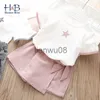 Conjuntos de Roupas Humor Urso Bebê Menina Roupas Terno Verão Impressão Estrela Roupas de criança para meninas Camisetas TopsCintura Calças Saia 26A x0803