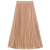 Skirts Fashion Women's Loose Mid-length Skirt Spring And Summer Gentle Bow Beaded Mesh Casual Elegant A-line Pleated Women