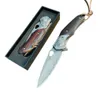 S7212 Flipper Faca Dobrável Damasco Lâmina de Aço Jacarandá com Cabo de Cabeça de Aço Acampamento Ao Ar Livre Caminhadas Pesca EDC Canivetes de Bolso