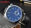 Sous-cadran de travail célèbre mode mens horloge montres date automatique un oeil conception horloge japon mouvement à quartz bracelet en cuir véritable montre-bracelet cadeaux