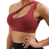 Dameslegging Sportbeha Single Shoulder Hollow Tank Top Rimpelende schokbestendige hardloopyogabroek