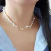 Wisiorki Baroque Pearl Naszyjnik luksus 925 srebrny miłość hert magnetyczna biżuteria w zawieszki 14k złoty choker francuski styl elegancki akcesoria dla kobiet