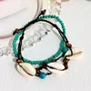 Enkelbanden Boheemse handgeweven kralen voor vrouwen Retro Etnische Shell Dubbellaags Wax Touw Strand Sieraden Accessoires