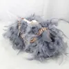 Evening Bags New Dinner Bag Diamond Chain Messenger Turkey Feather One Shoulder 230804