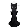 Tema Costume Addams Mercoledì Morticia Addams gioco di ruolo Halloween abito sexy parrucca donne adulte punk gotico strega abito sottile in pizzo Z230804