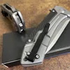 Promotion Flipper Couteau pliant D2 Satin Drop Point Blade en acier inoxydable avec poignée en fibre de carbone Roulement à billes Couteaux de poche EDC à ouverture rapide avec boîte de vente au détail