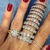 Pierścienie klastrowe ręcznie robiono Pierścień Obietnicy 4 mm CZ Real 925 Srebrny satysy sataement przyjęcie weselne dla kobiet biżuteria ślubna