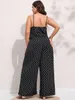 Women's Plus Size Pants Finjani Polka Dot Wide Leg Cami Jumpsuit Sleeveless Spaghetti Strap Fashion Elegant Long 230804