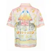 Mäns casual skjortor casablanca 23SS Crayon Colored Designer Men Beach Shirt uni Twill Silk Short Sleeve Summer S Casablanc Drop Delive Dhlqx