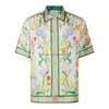 Herren Freizeithemden Casablanca 23Ss Grüne Pflanzen Blumen Blumen Uni Designer Weißes Twill-Seiden-Kurzarmhemd Drop Delivery Apparel Dhavs