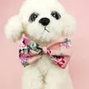 Abbigliamento per cani 1 set Gonna eccellente Patchwork in pizzo di cotone Fiori decorativi Stampa Pet Princess Puppy Bowknot Neck Strap