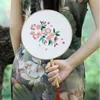 Chinese Style Products Chinese DIY Embroidery Round Fan Flower Printed Needlework Cross Stitch Handmade Craft Sewing Art Gift Home Decor