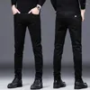 Мужские джинсы 2023 Модные лето и осенние повседневные мужские хлопковые брюки Slim Black