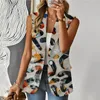 Kvinnors västar 2023 Tryck Kvinnor Coats Casual 3D Digital Tops Female Elegant Street Party Waistcoat Vest Yttre kläder kläder