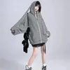 Frauen Hoodies 2023 Herbst Casual Nette Mit Kapuze Zipper Sweatshirt Strickjacke Mantel Lose Streifen Ohren Kpop Kawaii Kleidung Y2k