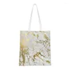 Shopping Bags Velvet Green Marble With Ornate Groceries Tote Bag Cute Gold Veins Canvas Shopper Shoulder Large Capacity Handbag