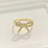 Anéis de banda Designer S925 Full Sterling Silver Bow Ring Fashion Fofo Versátil Edição Coreana com Diamond Bow Anel Feminino 7888