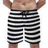 Men's Shorts Summer Board Classic Retro Striped Running Black White Stripes Halloween Custom Beach Quick Dry Swim Trunks