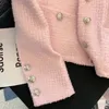 Giacche da donna Giacca di lusso corta coreana rosa Donna Elegante girocollo Design a maniche lunghe Cappotto vintage monopetto Chaquetas Mujer 230803