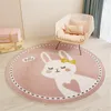 Carpets Rabbbit Round Kids Bedroom Carpets Lamb Cashmere Lion Living Room Non-Slip Carpet Sofa Tatami Bedside Rugs Baby Crawling Mat 230803