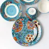 Plates Stoviglie In Ceramica Stile Bohemien Fiori Rotondi Bone China 6/8/10 Pollici Piatto Ciotola Cucina Domestica Forniture