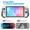 TPU-Schutzhülle mit Schutzfolie aus gehärtetem Glas und 6 Daumenkappen für Nintendo Switch OLED-Konsole und Griff-Controller für Switch OLED-Zubehör