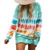 Womens Casual Tie Dyed Printed Long Sleeved Dress