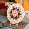 Kinesiska stilprodukter Punch Needle Brodery Start Retro Flower Rug Garn Hooking Nybörjare Set med duk för barn Vuxna Diy Craft Decor Presents R230803