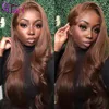 Synthetic Wigs Ginger Brown Body Wave Lace Front Brazilian Human Hair Pre Plucked 13x4 Frontal Transparent Wig 230803