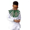 Roupas étnicas Moda nigeriana Camisas masculinas brancas com decote em O Setor de design moderno Patchwork Tops personalizados Roupa de festa de casamento africana