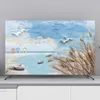 Housse anti-poussière personnalisée 32 "85" housse de capot décorative pour écran TV voilier bord de mer Floral roseau cocotiers grue mouette coquille R230803