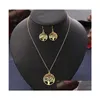 Boucles D'oreilles Collier S Mode Femmes Creuser Arbre Vie Disque Pendentif Et Ensemble De Bijoux Plaqué Or Siery Drop Delivery Sets Dh2W6