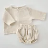 Completi di abbigliamento Set di vestiti per ragazza nata in cotone Set manica lunga Top Bloomers Toddler Soft Summer Spring Autumn Baby