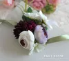 Decorative Flowers 4pcs Forest Style Artificial Flower Bridal / Bridesmaid Hand Wrist & Wedding Bride Groom Corsages Boutonnieres