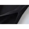 Gonne Gonna ritagliata in maglia nera Donna Elegante vita alta Cinturino elasticizzato con strass Midi Chic Lady Abbigliamento femminile 2023