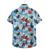 Hommes T-shirts D'été Chemise Décontractée Cardigan À Manches Courtes Hawaïen Plage Fleur Col Roulé Floral Pour Hommes