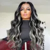 Blonde Highlight Transparent Lace Frontal Perruques de Cheveux Humains 13X4 Glueless Lace Front Body Wave Perruque Pour Les Femmes Noires Synthétique Résistant À La Chaleur