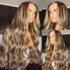 Mänskligt hår Kapslösa peruker Rosabeauty 427 Färgad 13x4 Body Wave Human Hair Lace Front Wig Brazilian Remy Highlight Ombre 13x6 Spets Frontal Wigs fro Women X0802