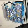 Costumi da bagno firmati Abito estivo a metà vestito a due pezzi Set vintage stampato Halter Costume intero con rivestimento in carne Mezza gonna da spiaggia attillata Abbigliamento da donna