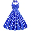 Casual Dresses Printed Polka Dot Retro Summer Women 2023 Robe Swing Vintage Sexig stropplös elegant parti Prom Vestidos sundress