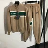 Triangle Women Sport Coat Pants Knit Jacket Letter Embroidery Tops Zipper Cardigan Coat Blouses Sweatpants Set