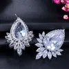 Stud Earrings ThreeGraces Sparkling White Cubic Zirconia Stone Big Water Drop CZ For Brides Fashion Wedding Party Jewelry E1173