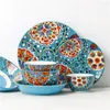 Assiettes Stoviglie In Ceramica Stile Bohemien Fiori Rotondi Bone China 6/8/10 Pollici Piatto Ciotola Cucina Domestica Forniture