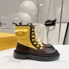 2023-Designer Neue Halbstiefel Rindsleder Mode Tasche Nylon Damenschuhe Schnürung Reißverschluss Martin Booties Dicker Boden Größe 35-40