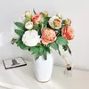 Decorative Flowers 50CM Artificial High-end 2-head Retro French Style Scorched Edge Peony Flower Wedding Decoration Handheld