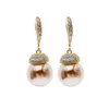 Baumeln Ohrringe Korea Mode Perle Für Frauen Pflastern Micro Zirkonia Ohr Haken Einfache Temperament Perle Ohrringe Hochzeit Schmuck