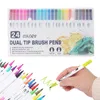 Markers Professional 132/24 Färger Dual Tips Watercolor Brush Pen Set Art Supplies for Kids Adult Coloring Book Christmas Cards Ritning 230803